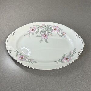 Floral Oval Platter with Pink Accents